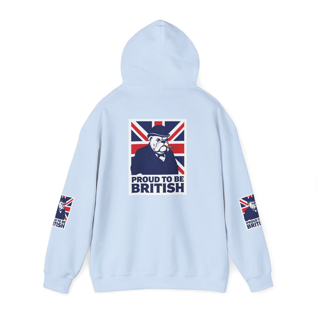 Proud to Be British Hoodie — Union Jack Bulldog Graphic Hooded Sweatshirt