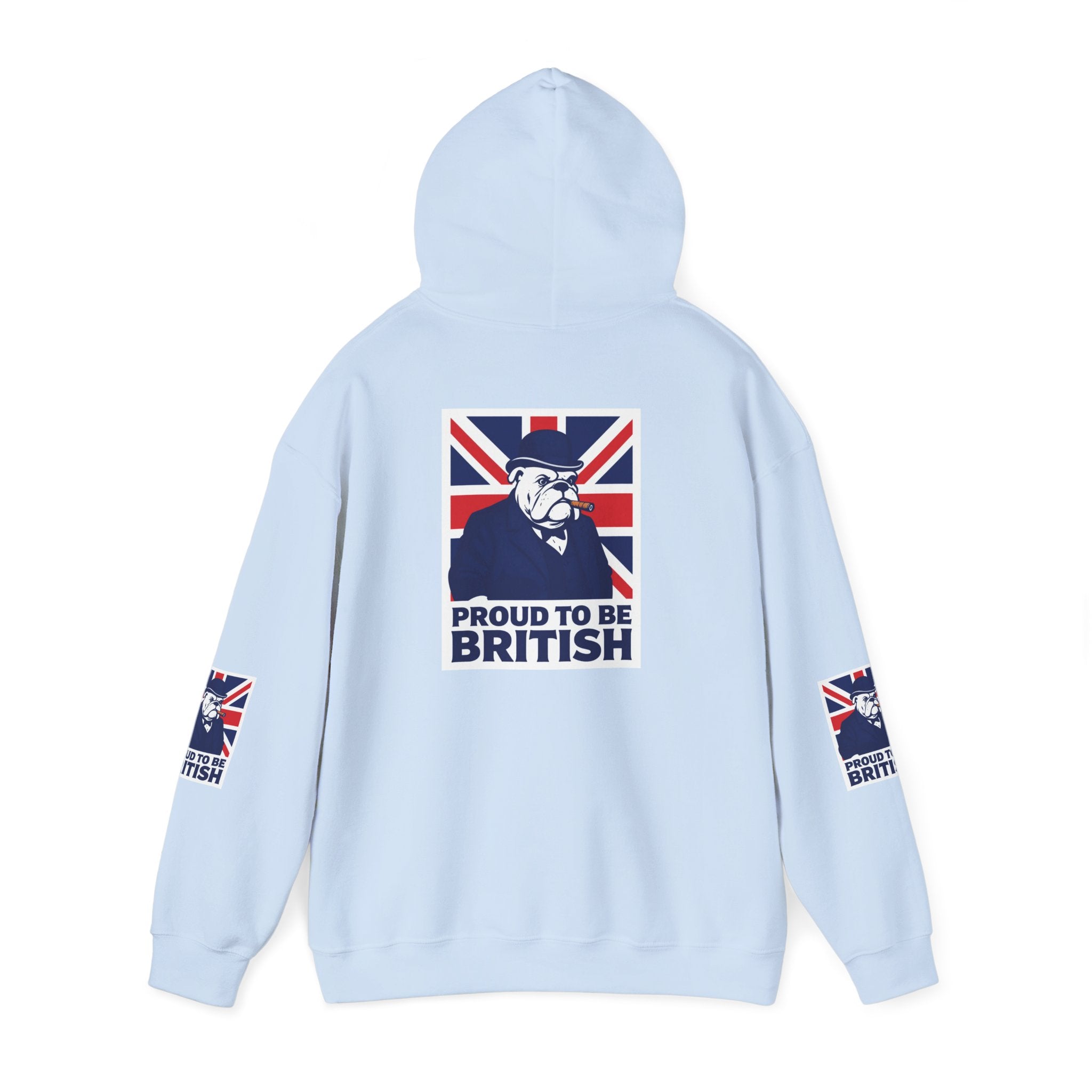 Proud to Be British Hoodie — Union Jack Bulldog Graphic Hooded Sweatshirt