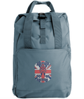 Embroidered Twin Handle Roll-Top Backpack Vintage Lion