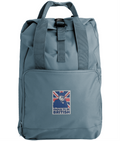 Embroidered Twin Handle Roll-Top Backpack Vintage Bulldog